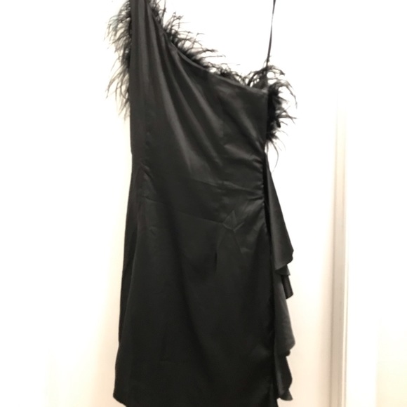 Ark & Co one shoulder, feather neck detail dress - Picture 2 of 3